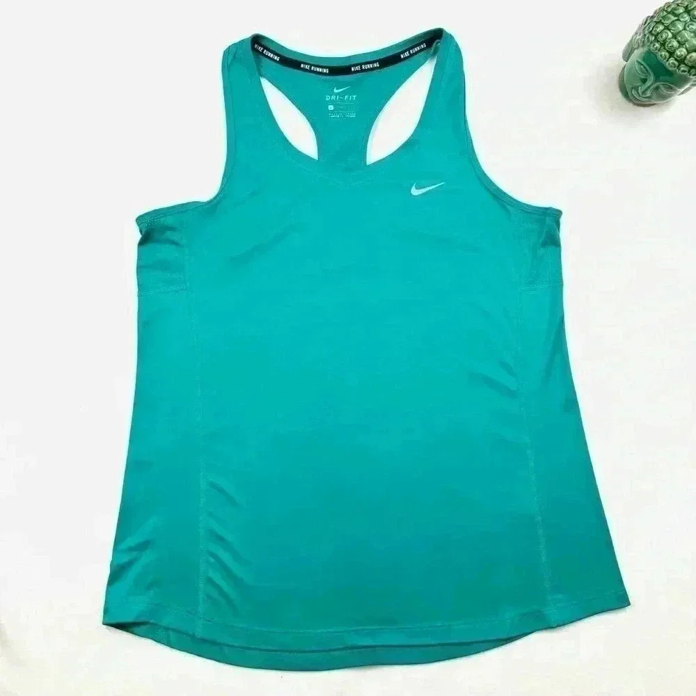 Nike‎ Running Dr-Fit Teal Scoop Razor Back Athletic Lightweight Tank Top Size L